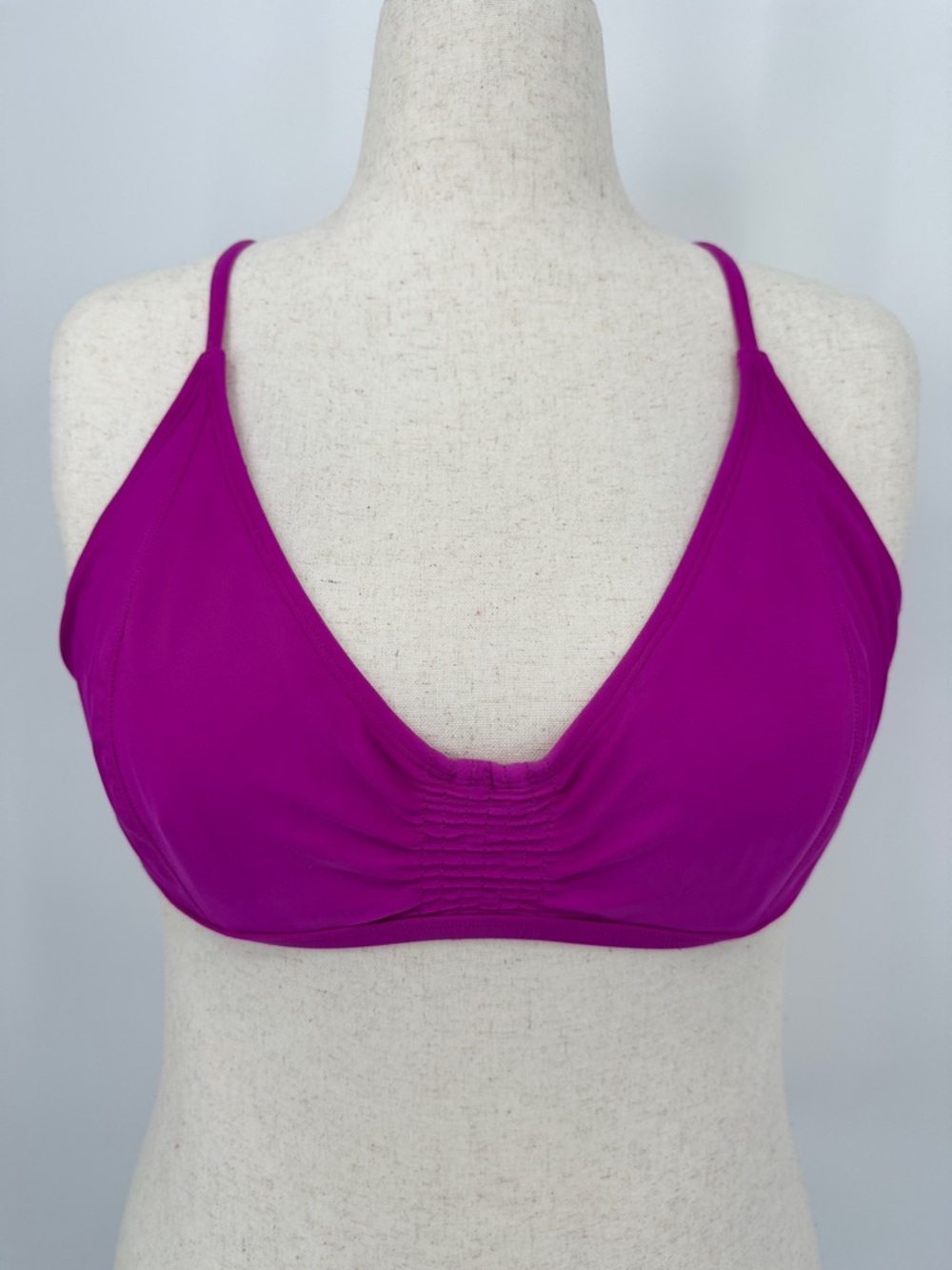 Athleta 40B/C Smocked PINK Bikini Top 153151 Solid Swim - Picture 3 of 10